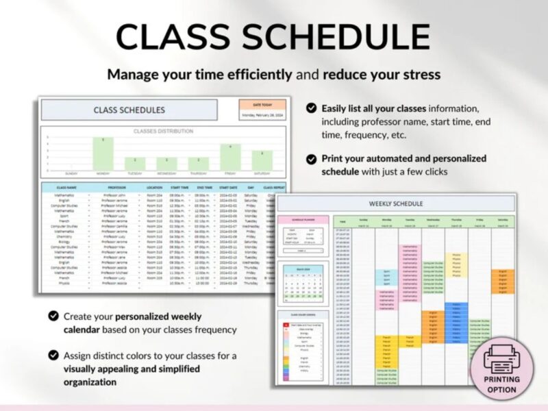 Student Planner- Assignment Tracker, Academic Planner Google Sheets Excel Task Tracker With Automated Calendar - Image 9